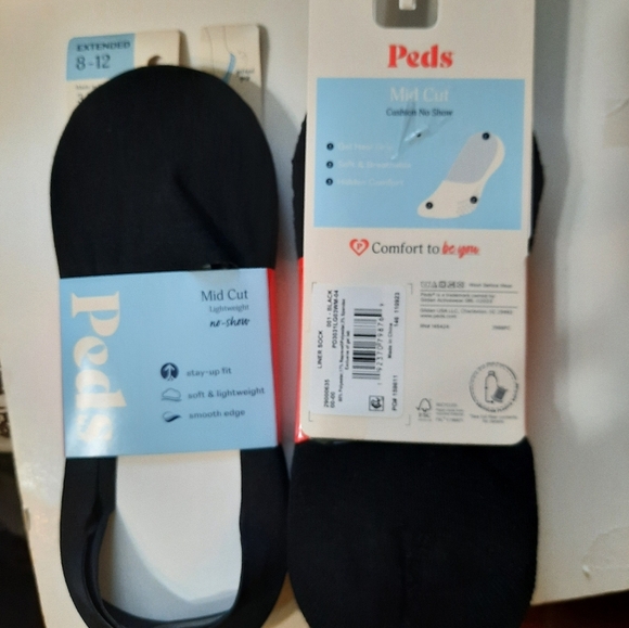 NWT Black Mid Cut No Show Socks PEDS 8-12 - Picture 2 of 5